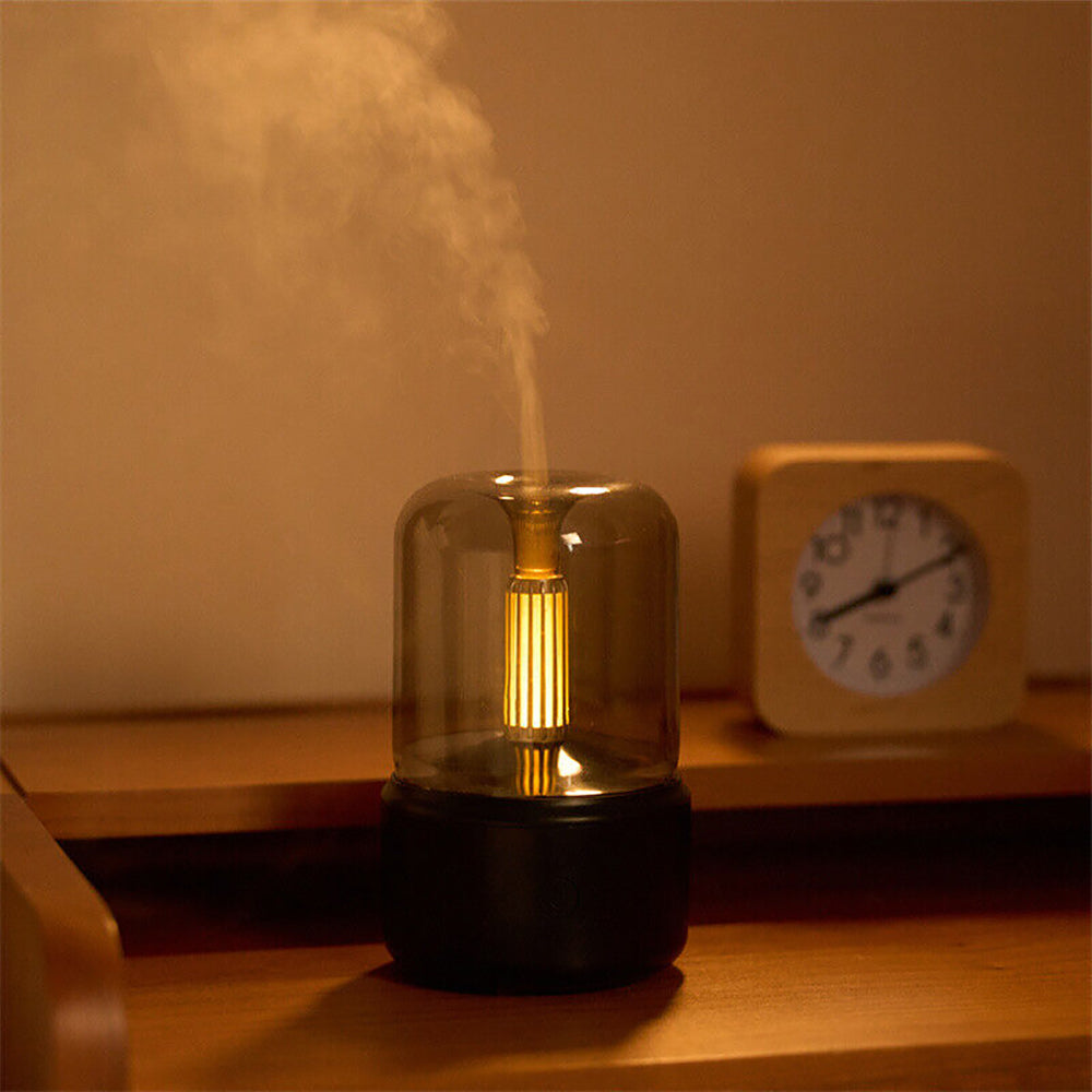 NOUVEAU RICHE Ultraschall-Luftbefeuchter klein 120 ml mit LED-Licht – Aroma-Diffusor, leise, bis 12 Std. Laufzeit – für Schlafzimmer & Schreibtisch