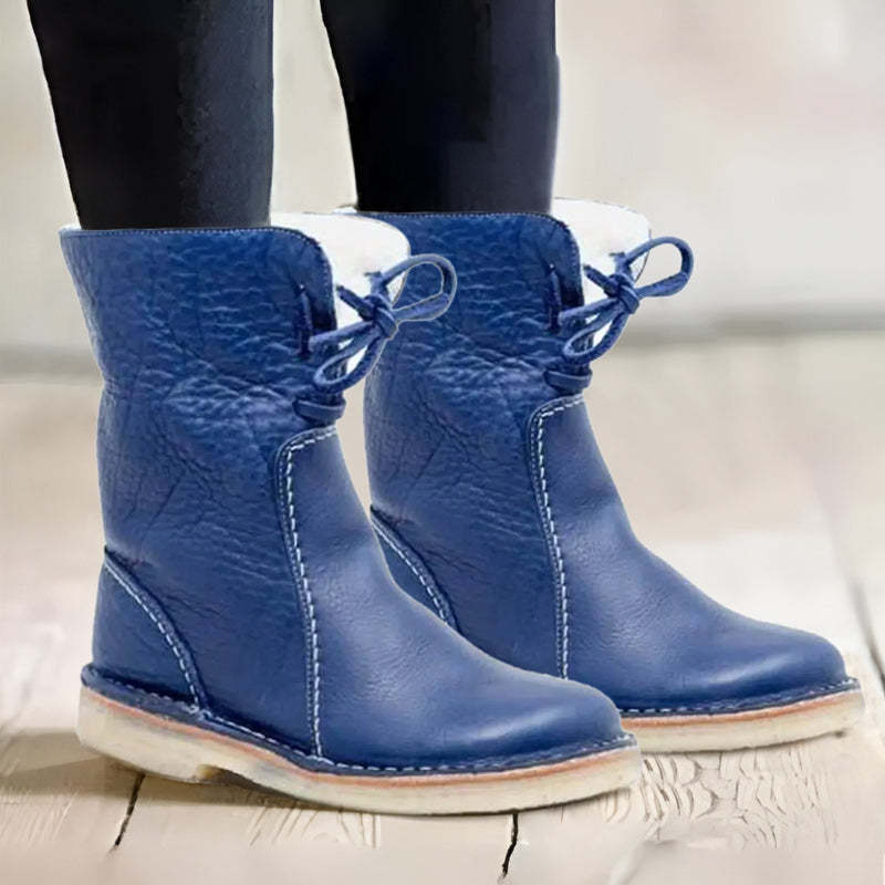 NOUVEAU RICHE Wasserdichte Winterstiefel Damen Warmer Wollfutter Schnee Blau