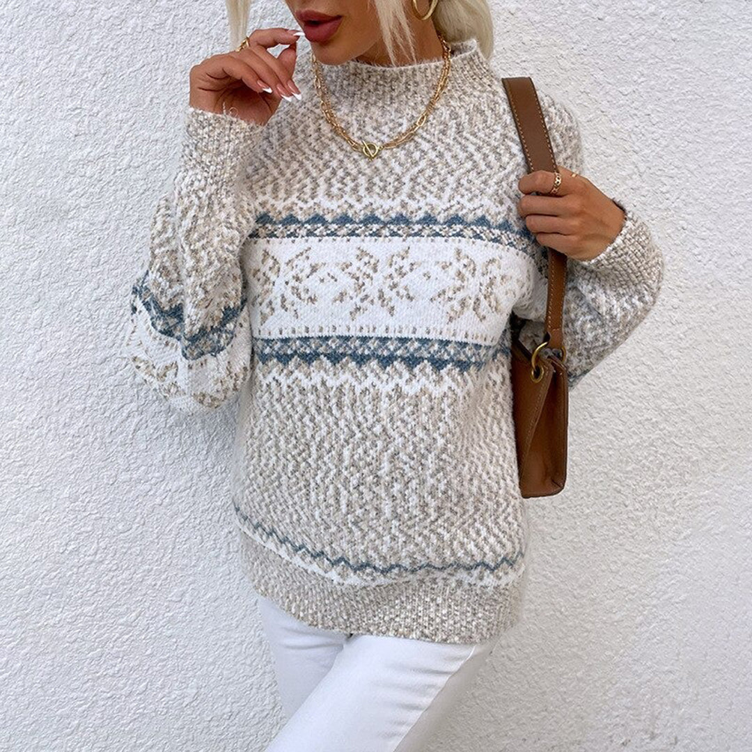 NOUVEAU RICHE Winterpullover Damen Vintage Wolle Hochwertige Wärme Stil Beige