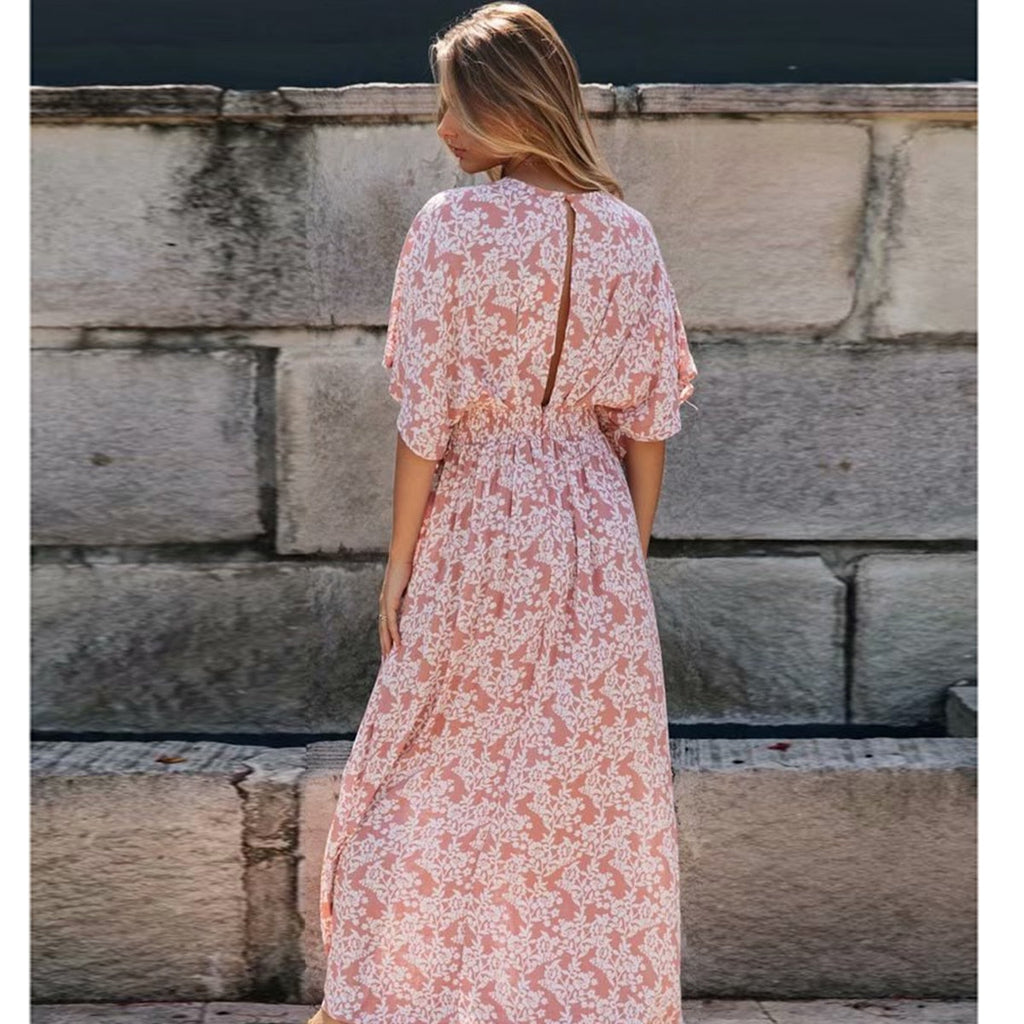 NOUVEAU RICHE Puderrosa Boho Kleid Mit Schlitz Für Sommer Luftig Leicht