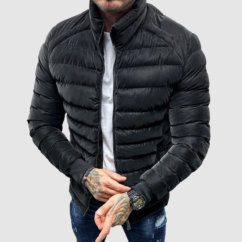 NOUVEAU RICHE Pufferjacke für Herren – Gesteppte Isolierung – Hoher Kragen – Reißverschluss – Taillierter Schnitt