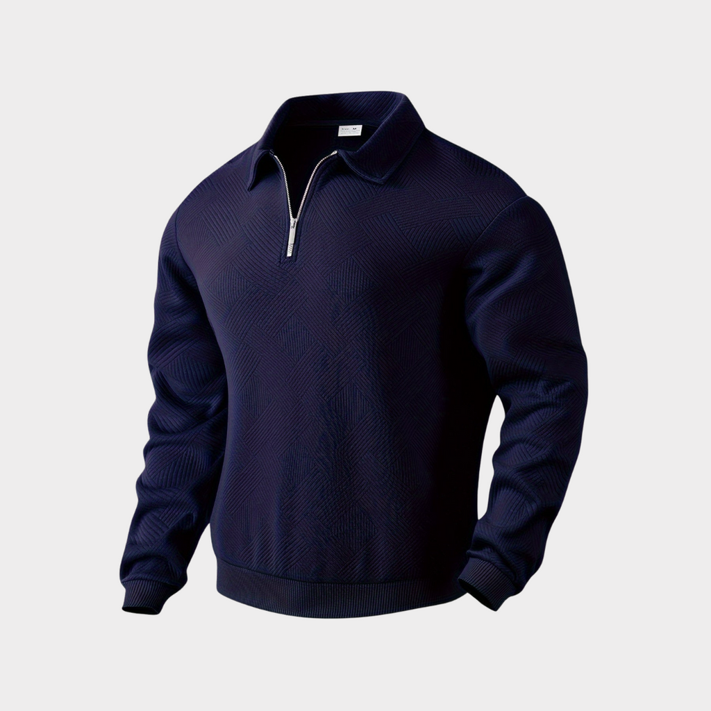 NOUVEAU RICHE Pullover Mit Viertelreißverschluss Geometrisches Muster Marineblau