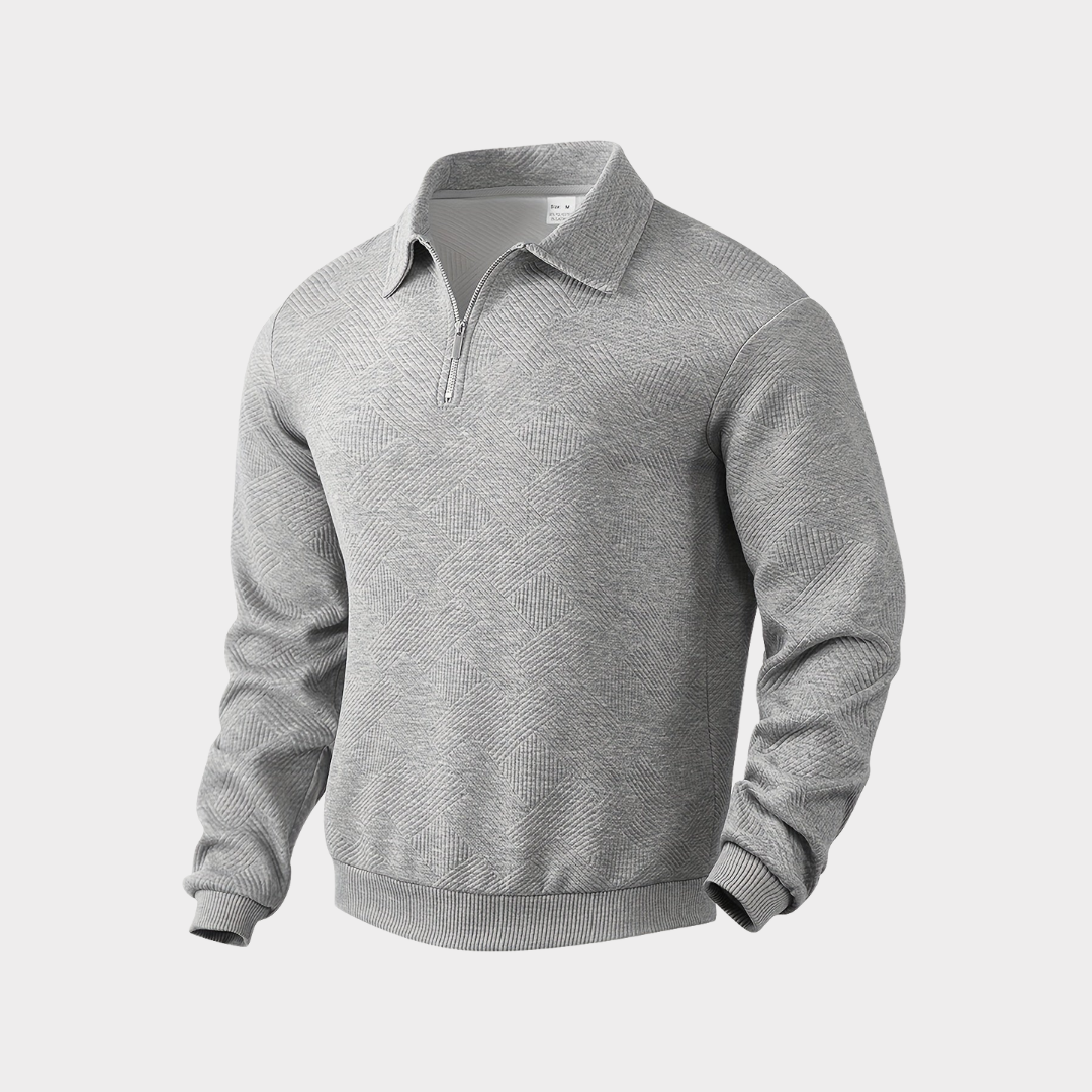 NOUVEAU RICHE Pullover Mit Viertelreißverschluss Geometrisches Muster Grau