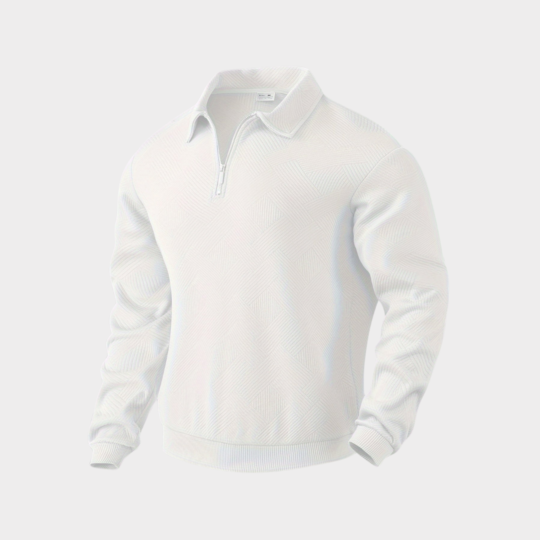 NOUVEAU RICHE Pullover Mit Viertelreißverschluss Geometrisches Muster Weiß