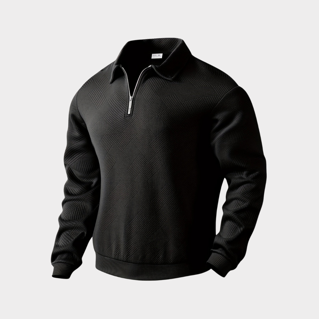 NOUVEAU RICHE Pullover Mit Viertelreißverschluss Geometrisches Muster Schwarz