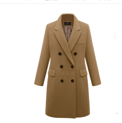 NOUVEAU RICHE Damen Mantel Lang Warm Wintermantel Stilvoll Elegant Khaki