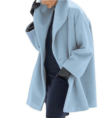 NOUVEAU RICHE Trench Mantel Damen Warm Gefüttert Winter Stilvoll Komfort Blau
