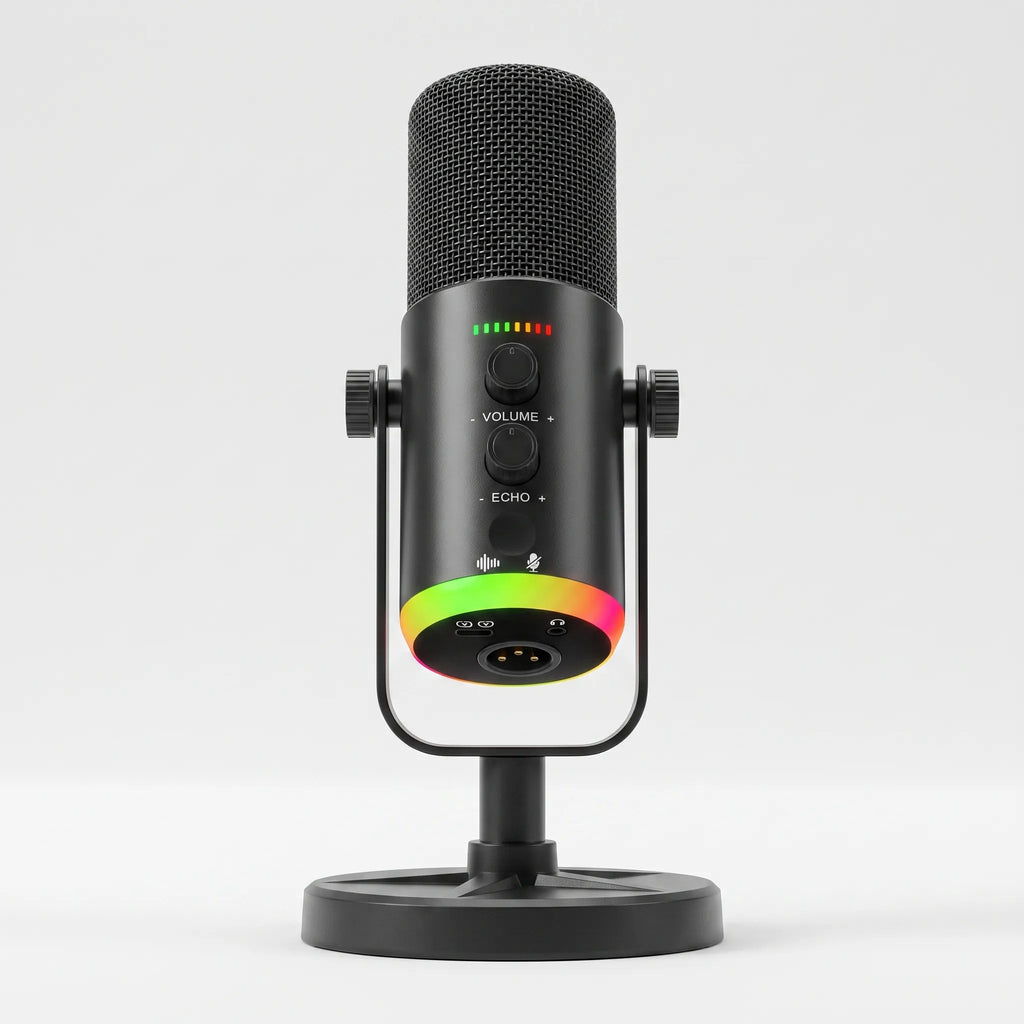 NOUVEAU RICHE RGB Dynamisches Gaming-Mikrofon – USB-C & XLR Tischmikrofon für Streaming & Podcast mit Echo, Monitoring – AuraMic Default Title