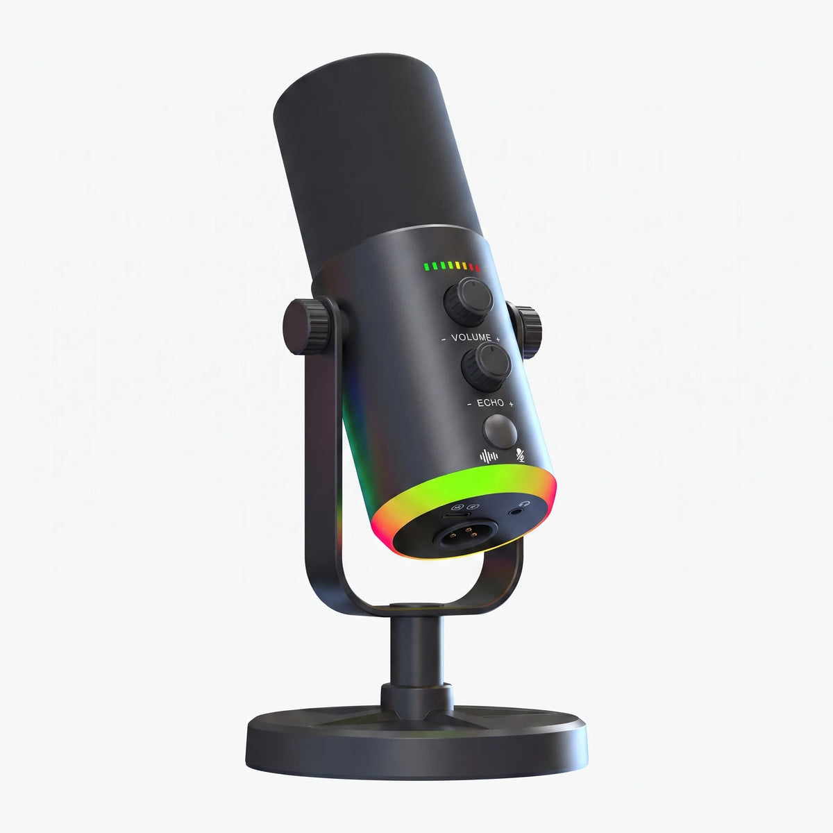 NOUVEAU RICHE RGB Dynamisches Gaming-Mikrofon – USB-C & XLR Tischmikrofon für Streaming & Podcast mit Echo, Monitoring – AuraMic