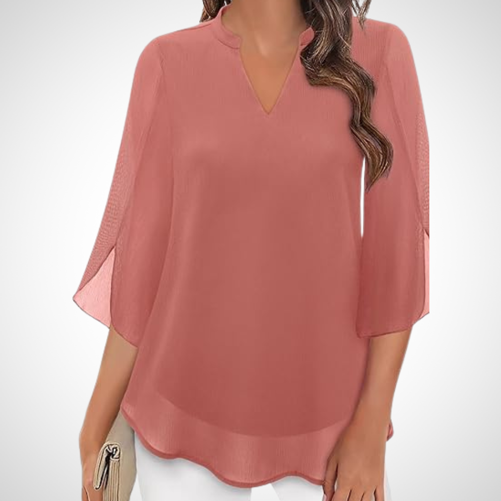NOUVEAU RICHE Raffinierte Elegante Lagen-Luftige Bluse Für Damen Modisch Rosa