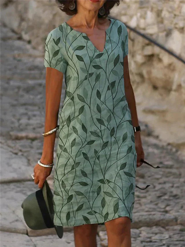 NOUVEAU RICHE Raffiniertes Midi Sommerkleid Luftig Mit V Ausschnitt Grün