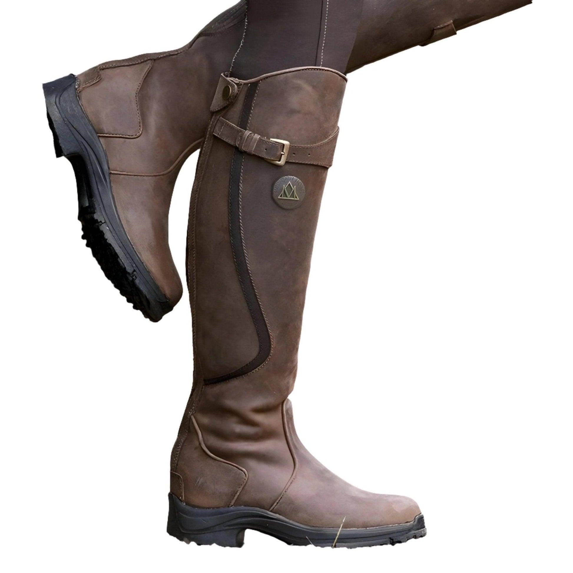 NOUVEAU RICHE Wasserdichte Lederstiefel Mit Rutschfester Sohle Bequem Dunkelbraun