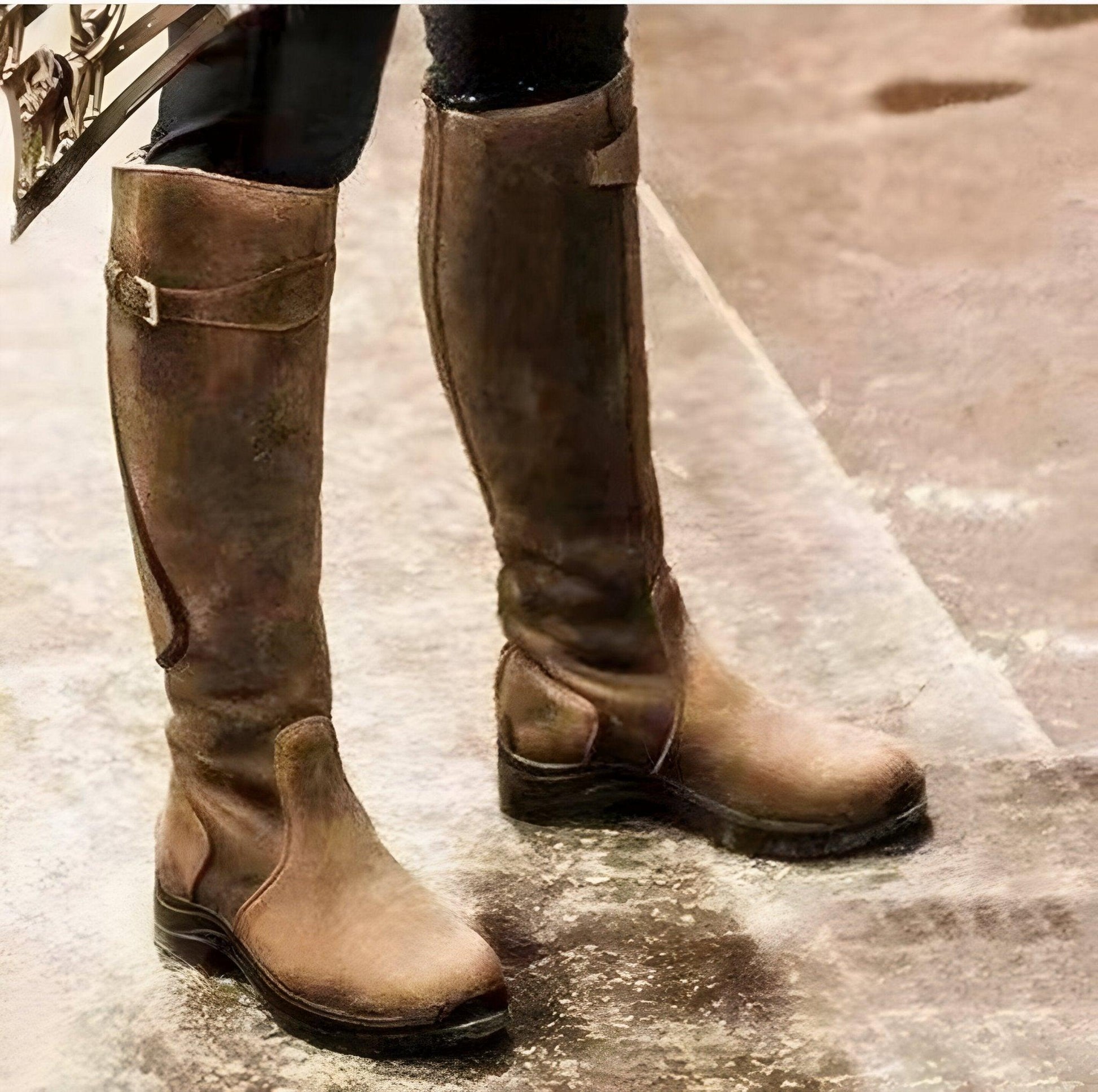 NOUVEAU RICHE Wasserdichte Lederstiefel Mit Rutschfester Sohle Bequem Beige