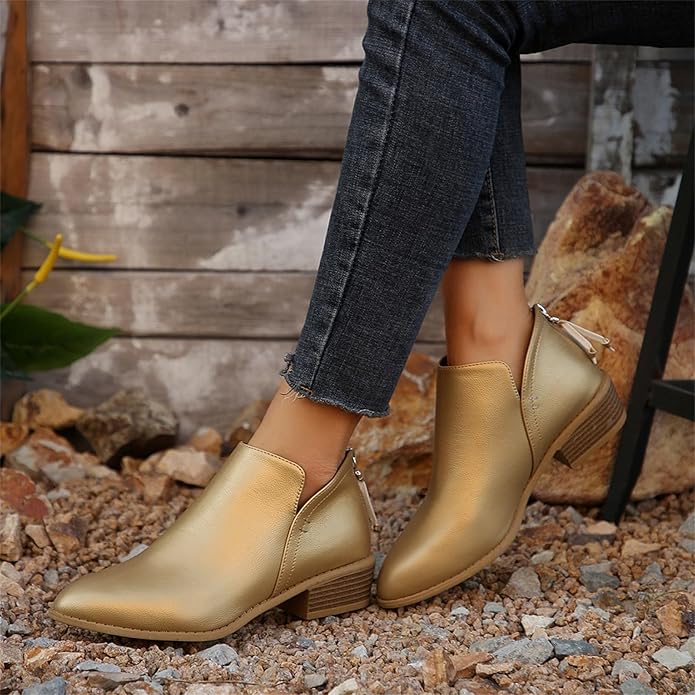 NOUVEAU RICHE Elegante Stiefeletten Für Herbst Stil Alltag Und Komfort Gold