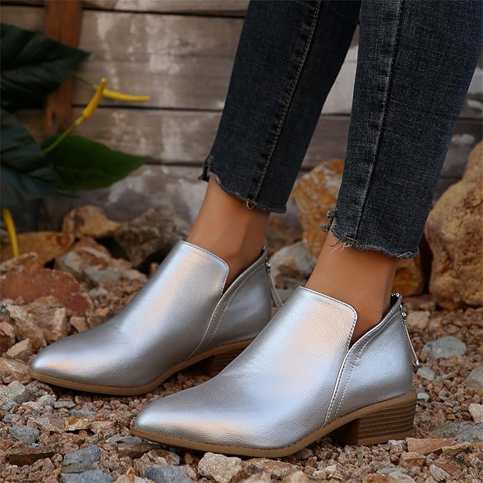 NOUVEAU RICHE Elegante Stiefeletten Für Herbst Stil Alltag Und Komfort Silber