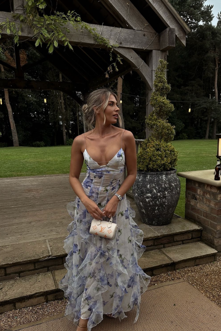 NOUVEAU RICHE Maxikleid für Sommerevents Elegantes Kleid mit Verstellbaren Spaghettiträgern für Damen