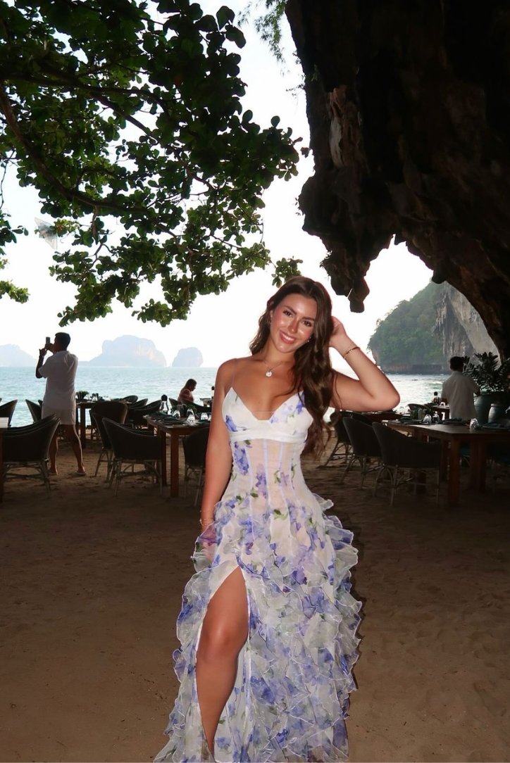 NOUVEAU RICHE Maxikleid für Sommerevents Elegantes Kleid mit Verstellbaren Spaghettiträgern für Damen