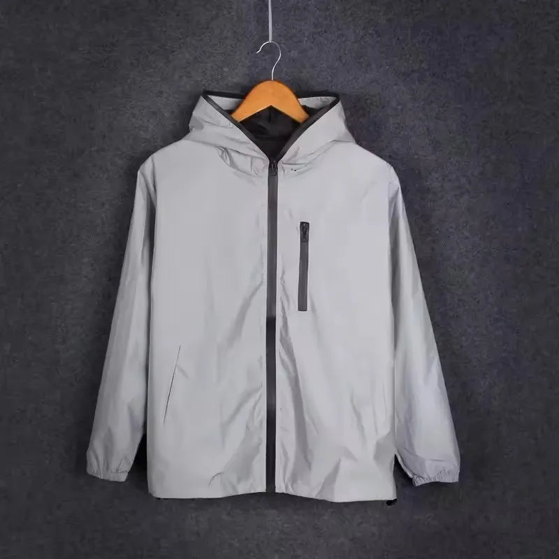 NOUVEAU RICHE Herren Reflektierende Herren Jacke Mit Kapuze Nachtlauf