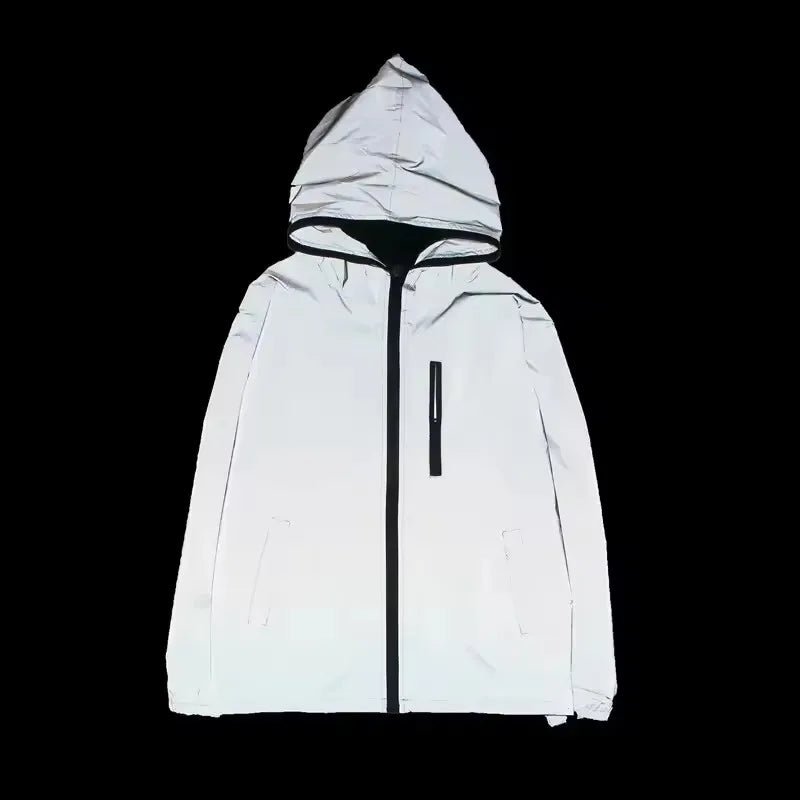 NOUVEAU RICHE Herren Reflektierende Herren Jacke Mit Kapuze Nachtlauf