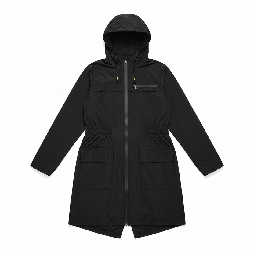 NOUVEAU RICHE Damen Regenjacke Lang mit Kapuze – Wetterfest & Funktional