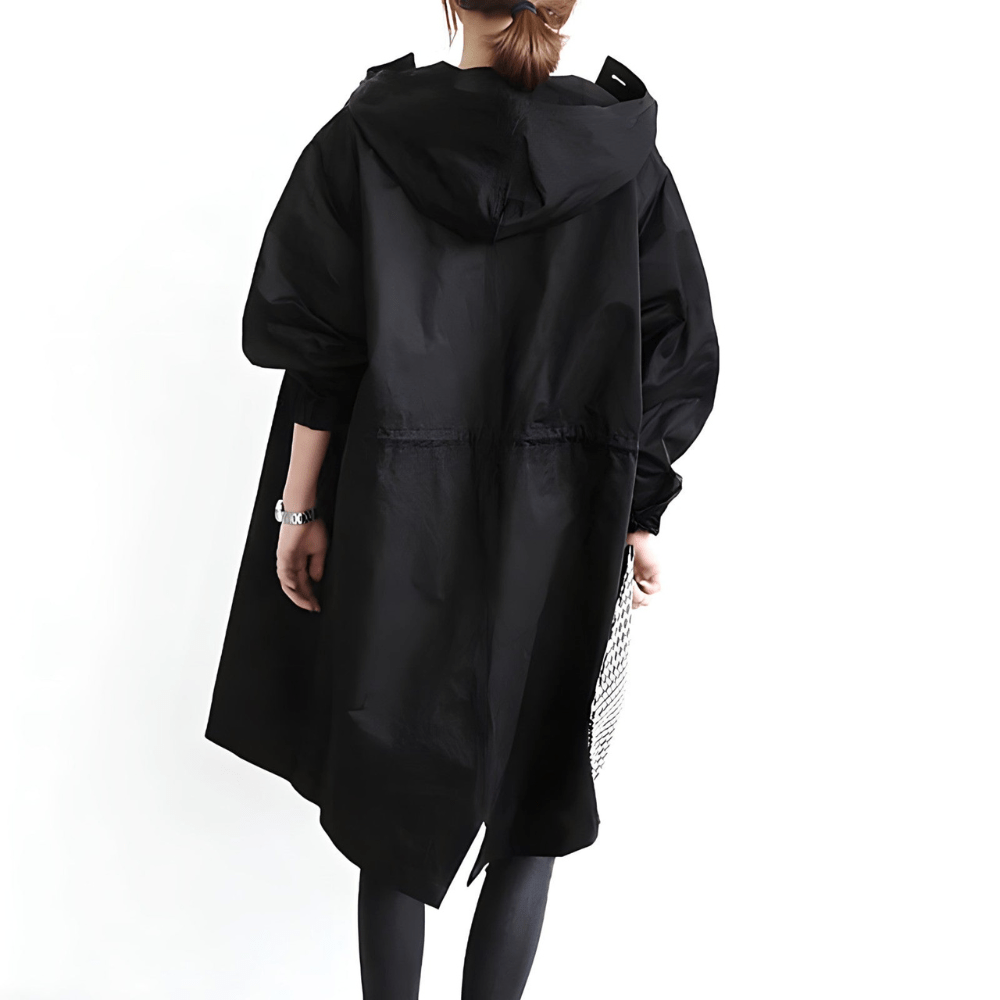NOUVEAU RICHE Damen Regenjacke Trenchcoat Mit Kapuze Lang Eleganz Schutz