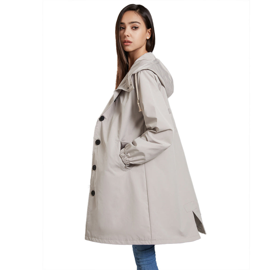NOUVEAU RICHE Damen Leichte Regenjacke Für Damen Wasserabweisenden Schutz Grau