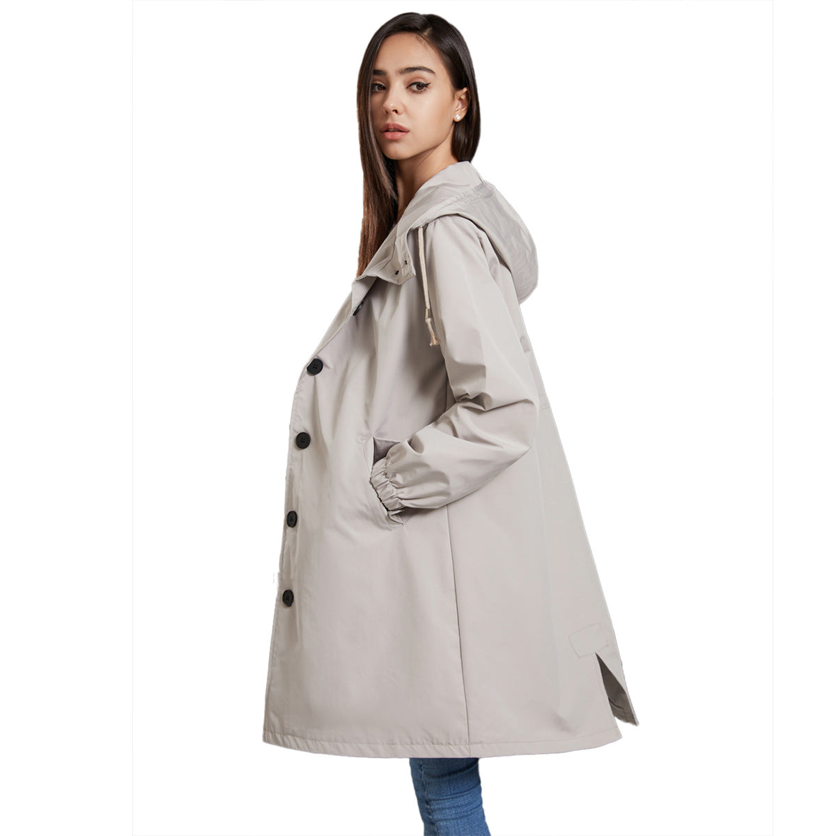 NOUVEAU RICHE Damen Leichte Regenjacke Für Damen Wasserabweisenden Schutz Grau