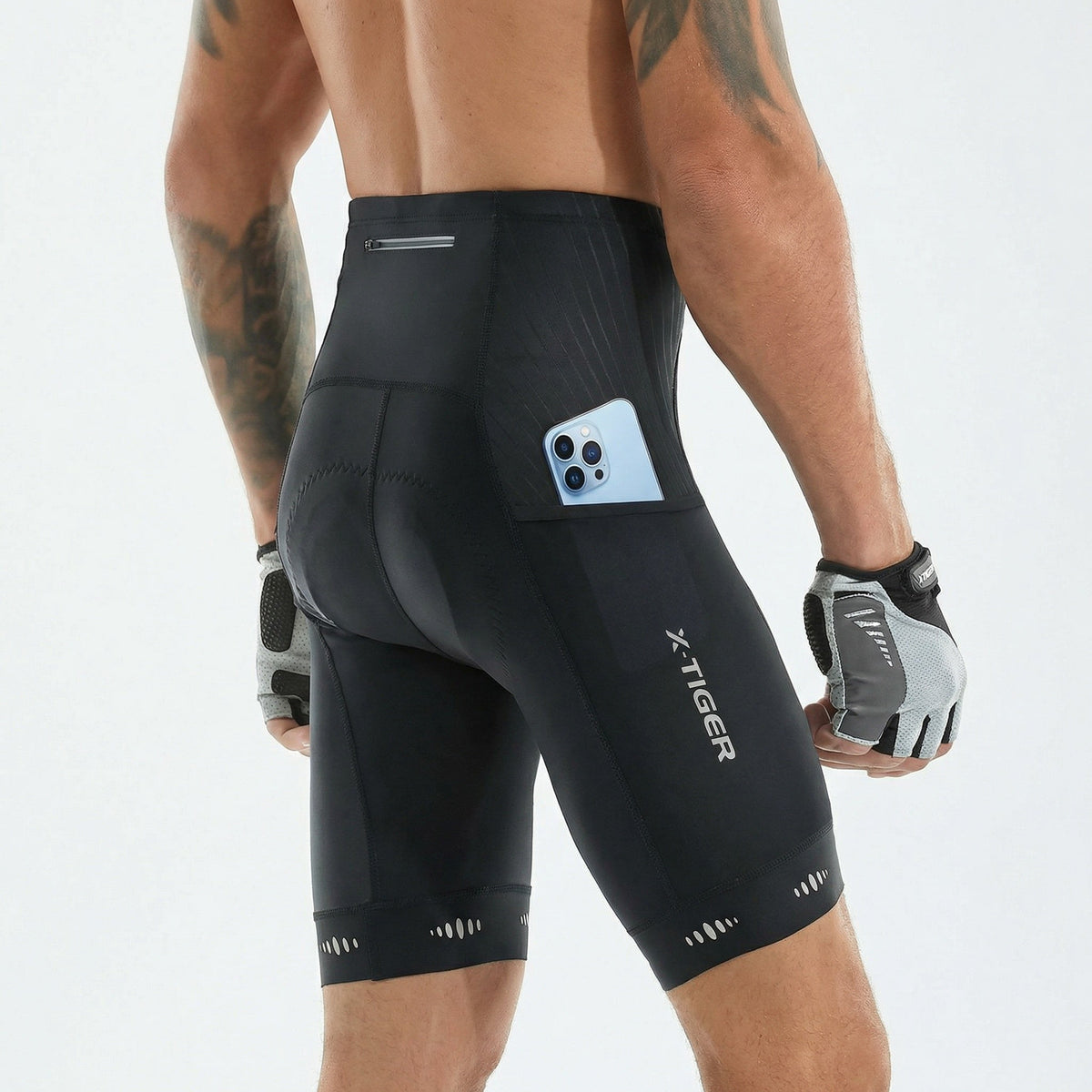 NOUVEAU RICHE Herren Velohose mit 5D Gelpolster – Gepolsterte Radhose mit reflektierenden Details, für MTB & Rennvelo, 3 Farben, S–XXL – Calico