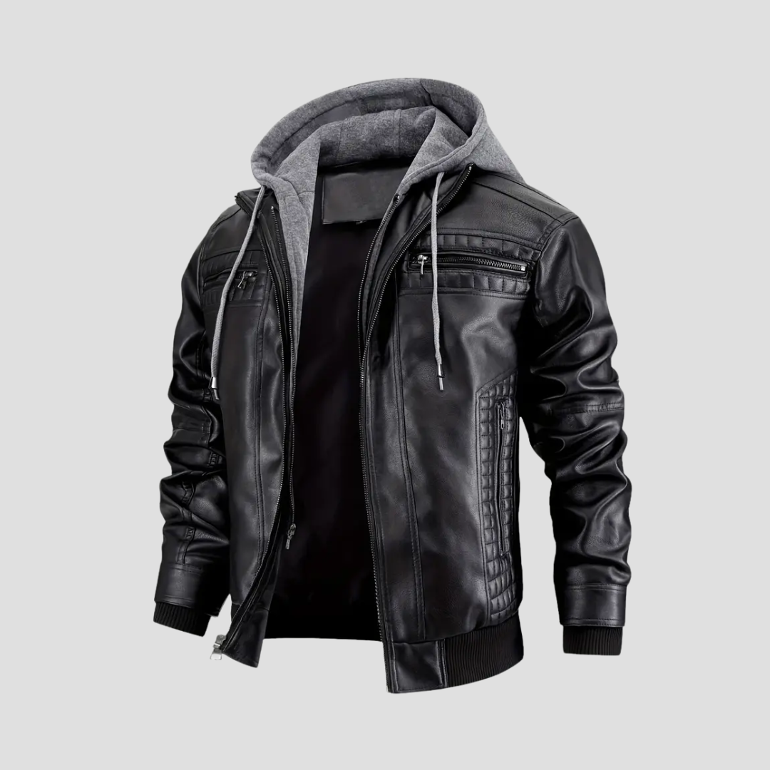 NOUVEAU RICHE Bikerjacke Mit Kapuze Kunstleder Taillierter Schnitt 2in1