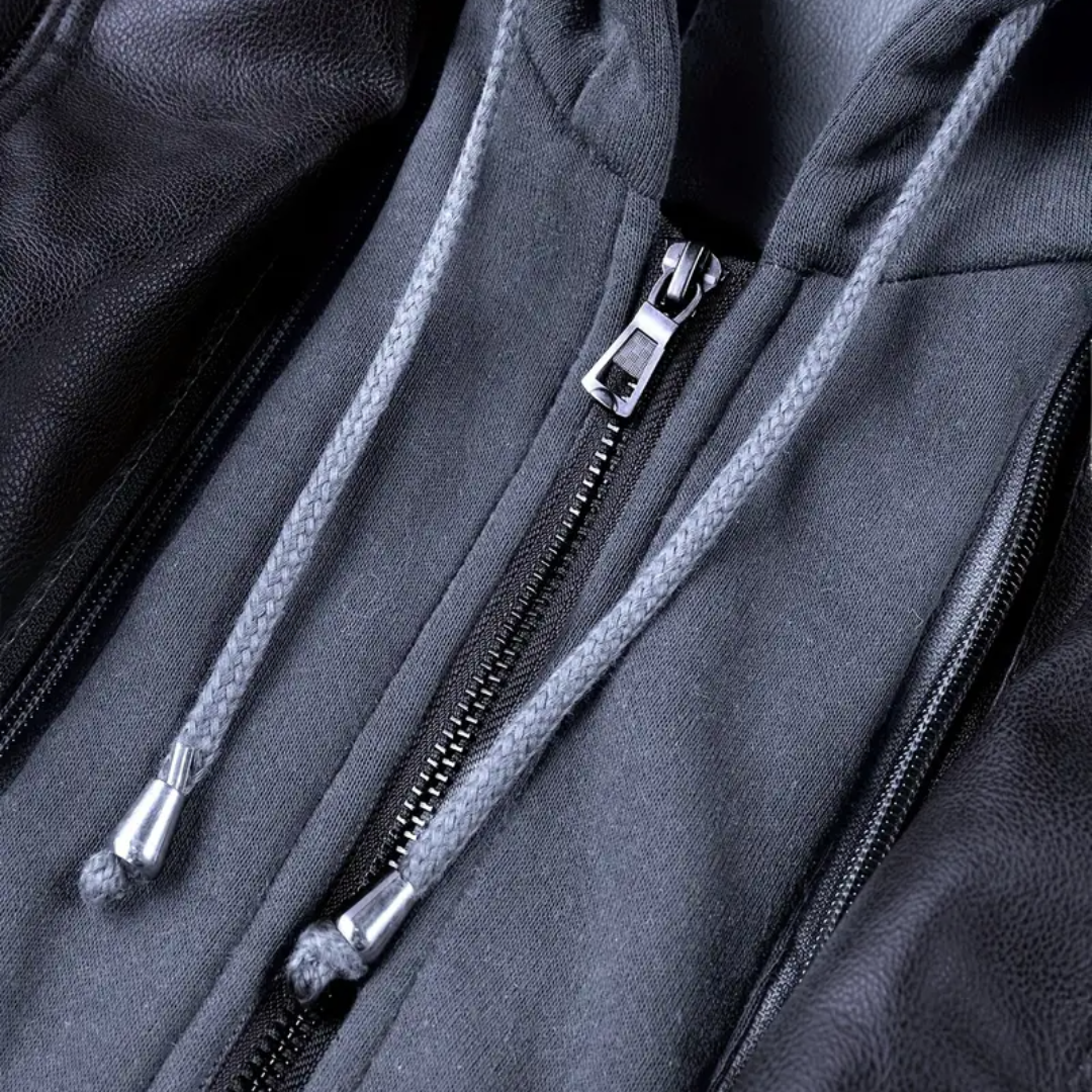 NOUVEAU RICHE Bikerjacke Mit Kapuze Kunstleder Taillierter Schnitt 2in1