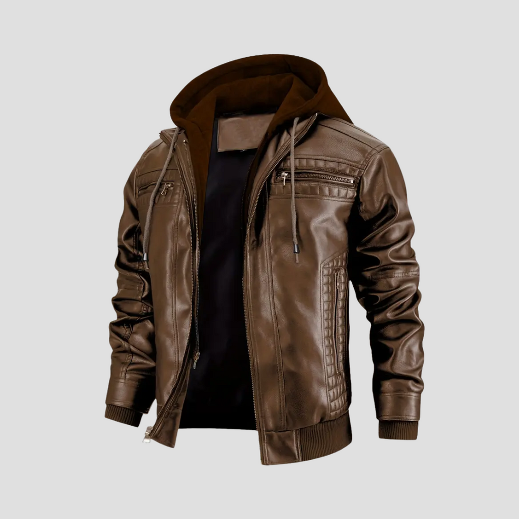 NOUVEAU RICHE Bikerjacke Mit Kapuze Kunstleder Taillierter Schnitt 2in1