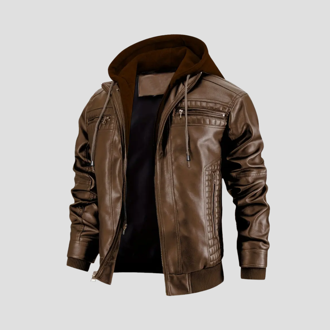 NOUVEAU RICHE Bikerjacke Mit Kapuze Kunstleder Taillierter Schnitt 2in1