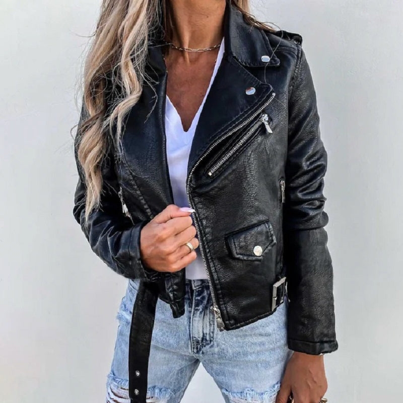 NOUVEAU RICHE Bikerjacke Damen Reverskragen Moderne Linien Stilvoll