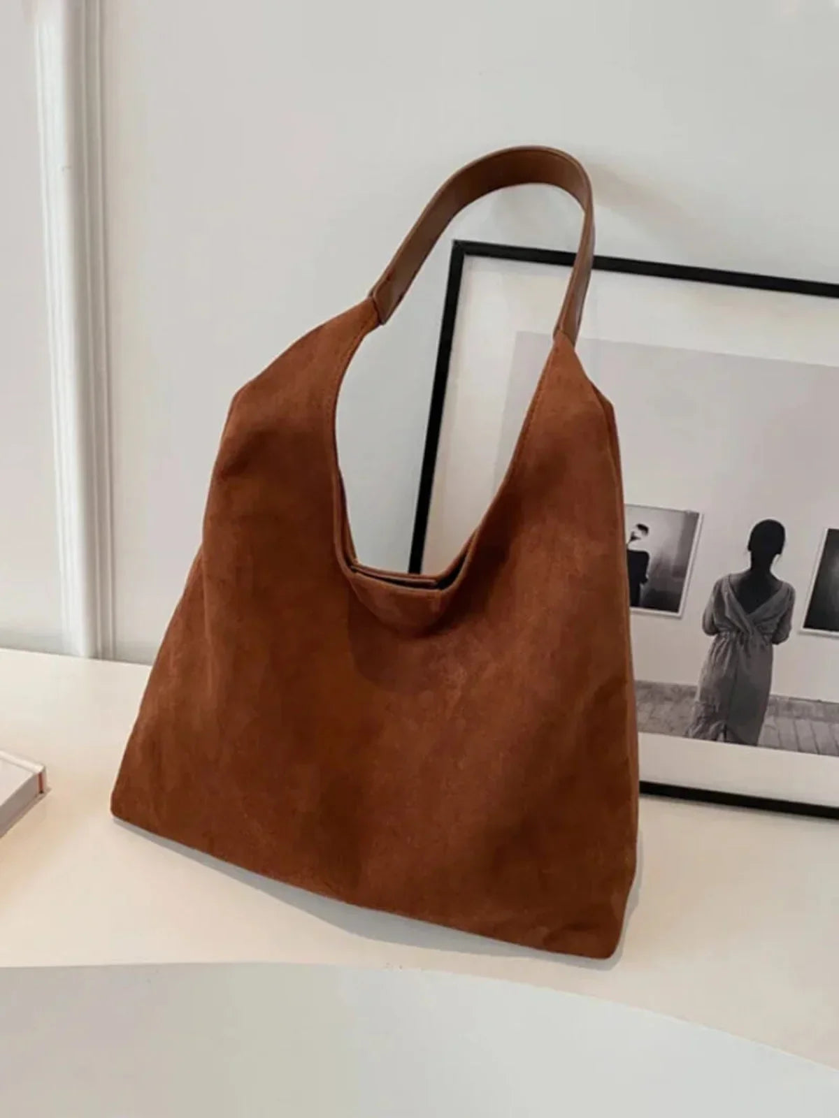 NOUVEAU RICHE Retro Umhängetasche Aus Wildleder Mit Großem Fassungsvermögen Stilvolle Handtasche Für Alltag Und Freizeit