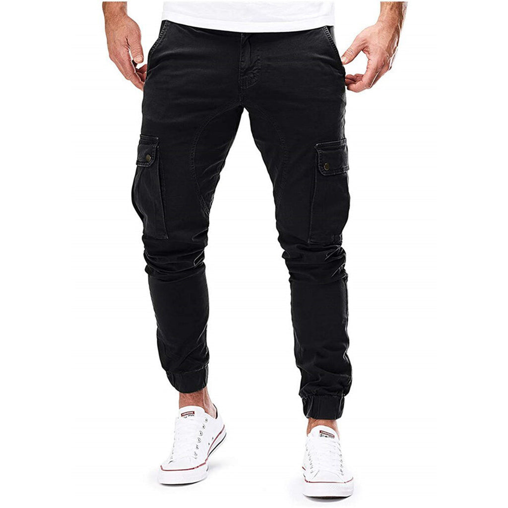 NOUVEAU RICHE Robuste Herren Cargohose Mit Mehreren Taschen Outdoor Schwarz