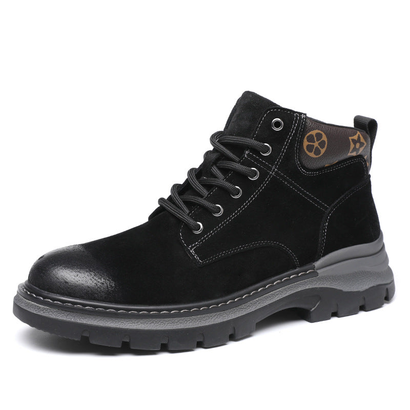 NOUVEAU RICHE Robuste Lederstiefel für Herren aus Hochwertigem Antikleder mit Gepolstertem Schaft und Verstärkten Ösen für Optimalen Tragekomfort und Knöchelhalt Schwarz