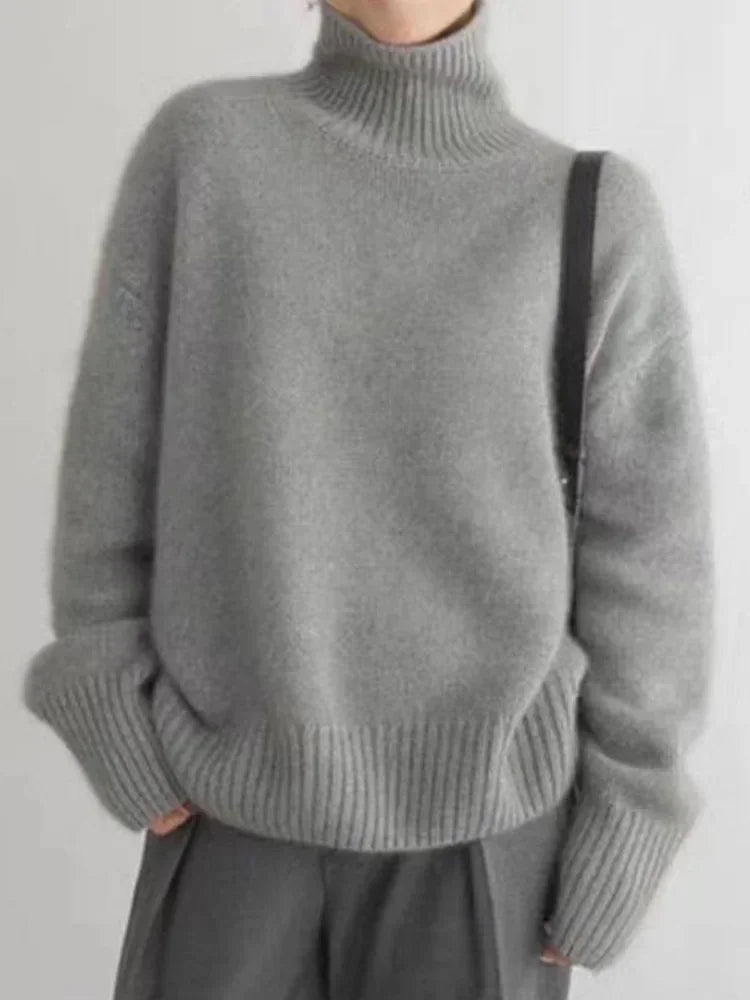 NOUVEAU RICHE Rollkragenpullover Polyester Weich Wärme Komfort Alltag