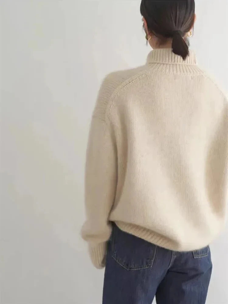 NOUVEAU RICHE Rollkragenpullover Polyester Weich Wärme Komfort Alltag