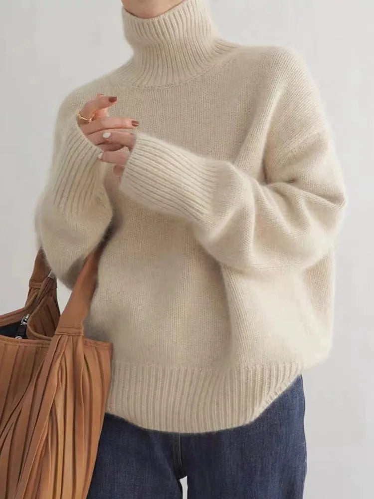 NOUVEAU RICHE Weicher Wärmender Klassischer Rollkragenpullover Für Damen