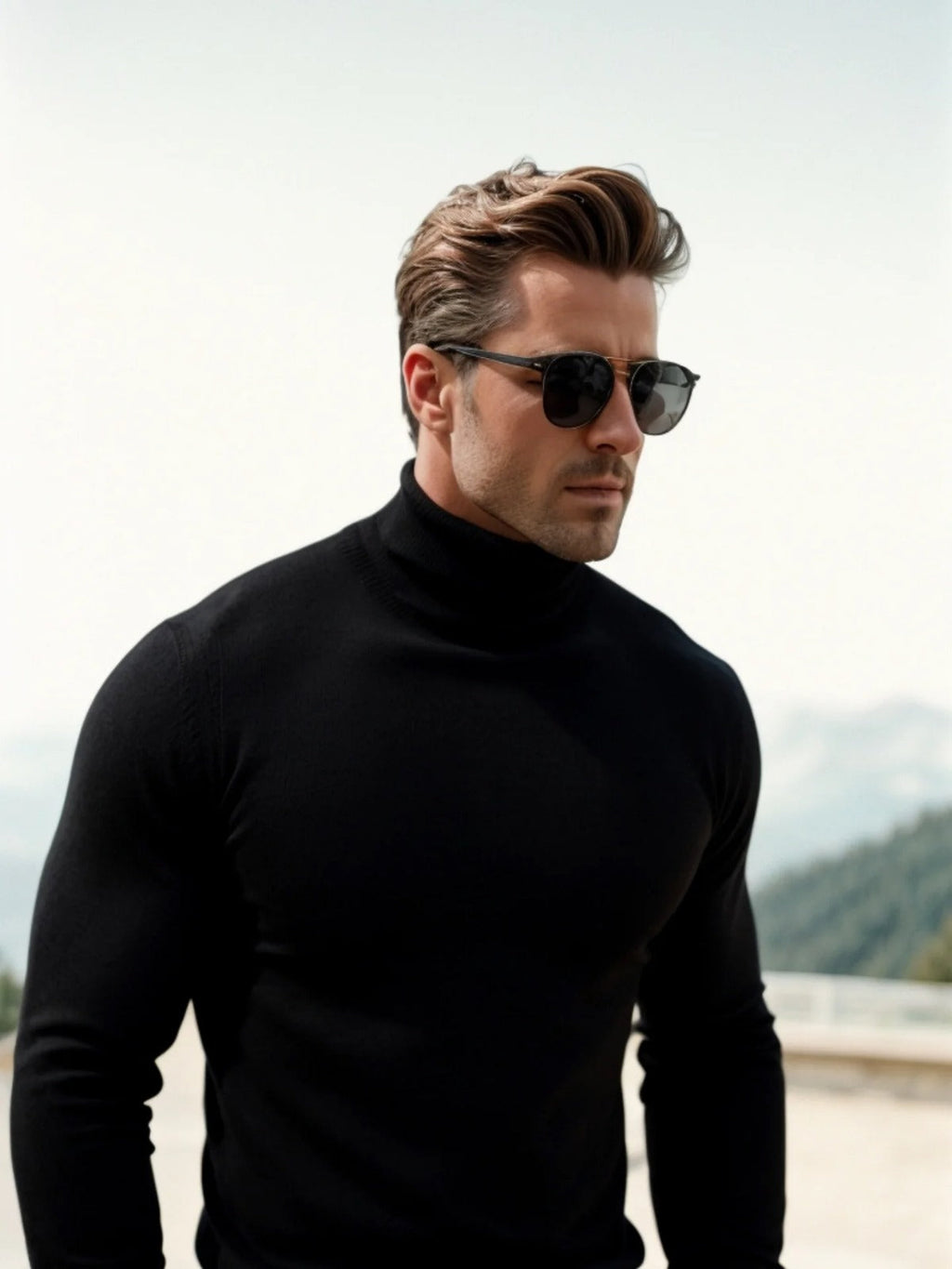 NOUVEAU RICHE Herren Rollkragenpullover Raffinierte Schicht Klare Silhouette
