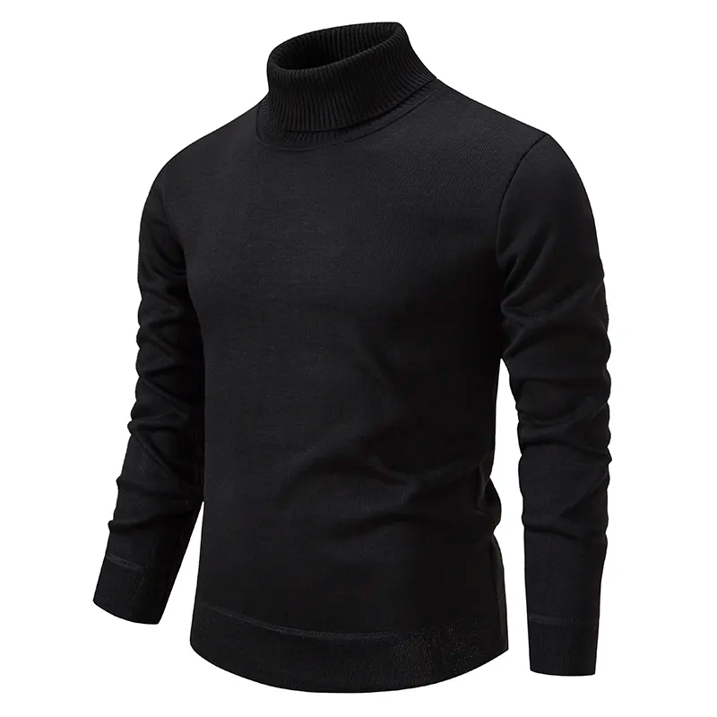 NOUVEAU RICHE Herren Rollkragenpullover Raffinierte Schicht Klare Silhouette Schwarz