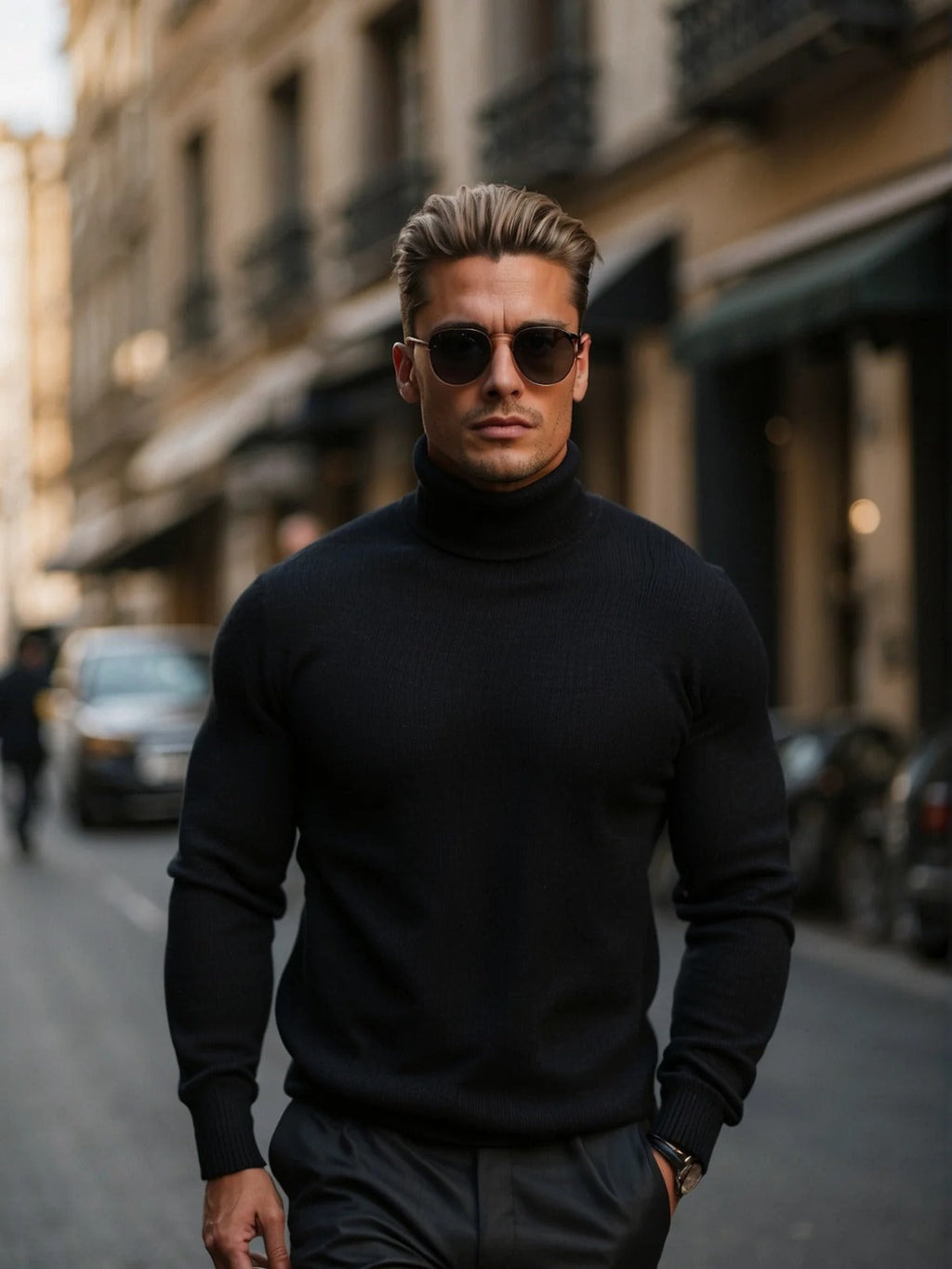 NOUVEAU RICHE Herren Rollkragenpullover Raffinierte Schicht Klare Silhouette