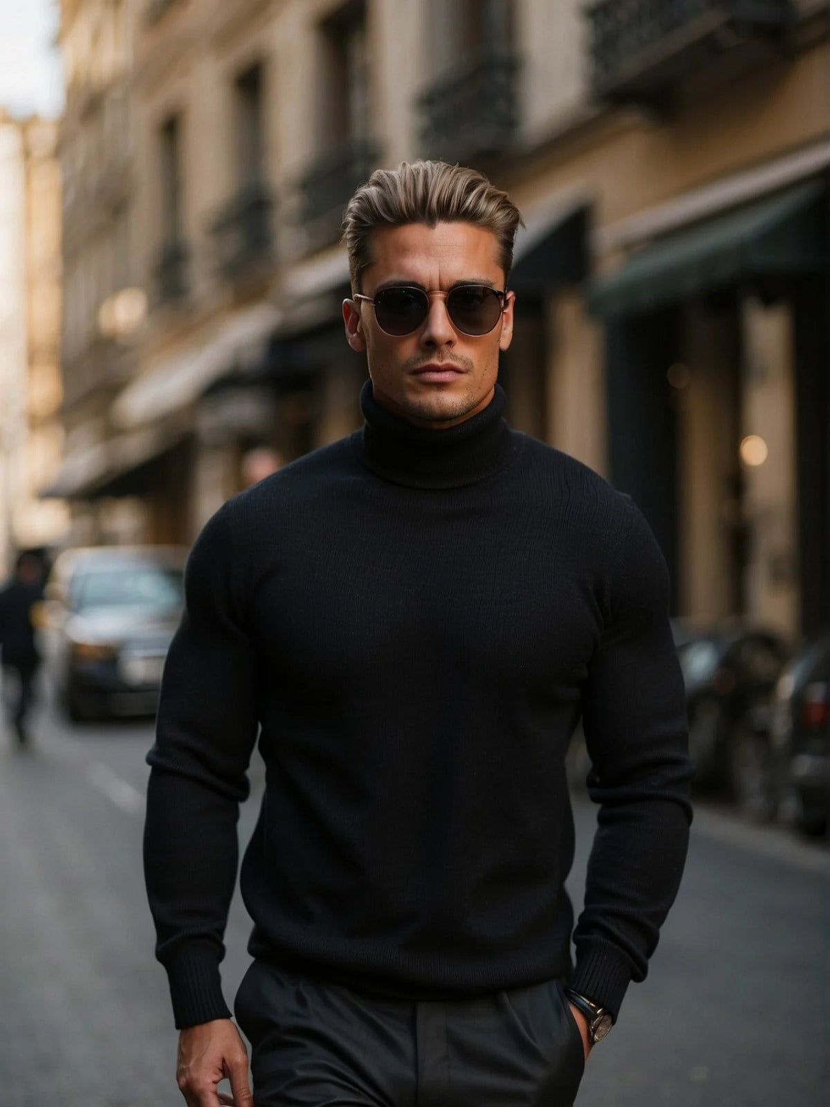 NOUVEAU RICHE Herren Rollkragenpullover Raffinierte Schicht Klare Silhouette