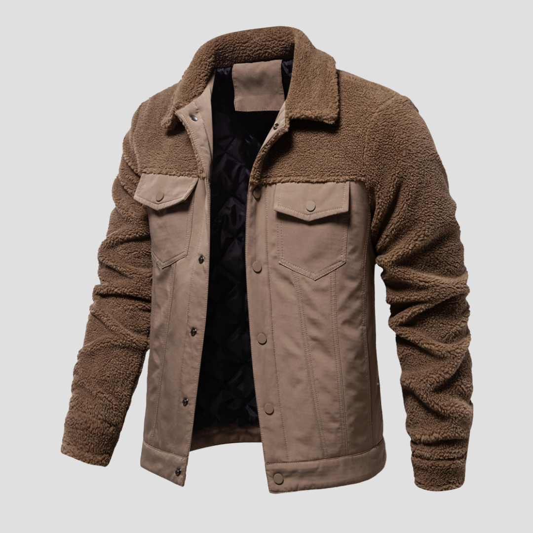NOUVEAU RICHE Outdoorjacke Strapazierfähiges Material Sherpa Innenfutter Khaki