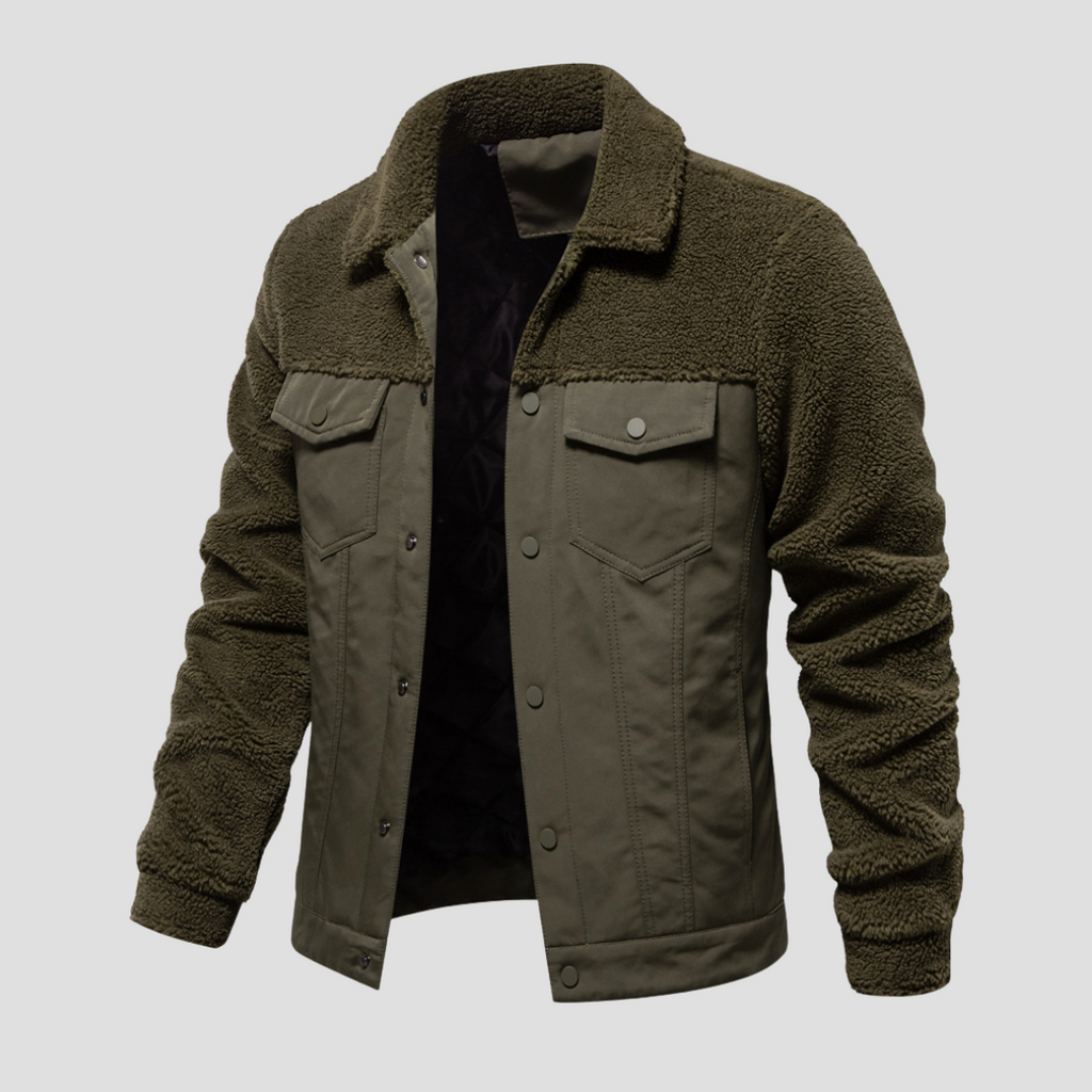 NOUVEAU RICHE Outdoorjacke Strapazierfähiges Material Sherpa Innenfutter Grün