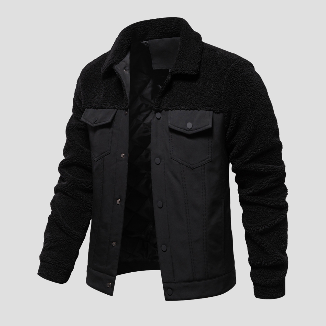 NOUVEAU RICHE Outdoorjacke Strapazierfähiges Material Sherpa Innenfutter Schwarz