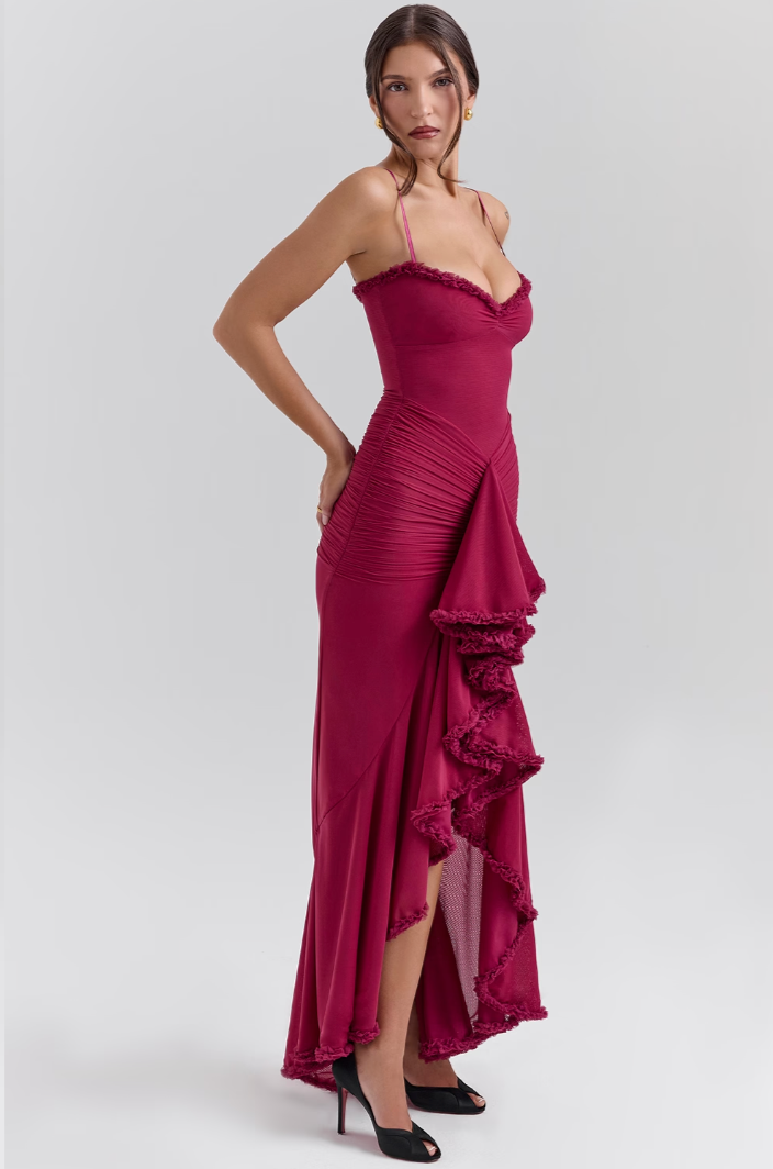 NOUVEAU RICHE Romantisches Rüschendress Mit Drapierter Silhouette