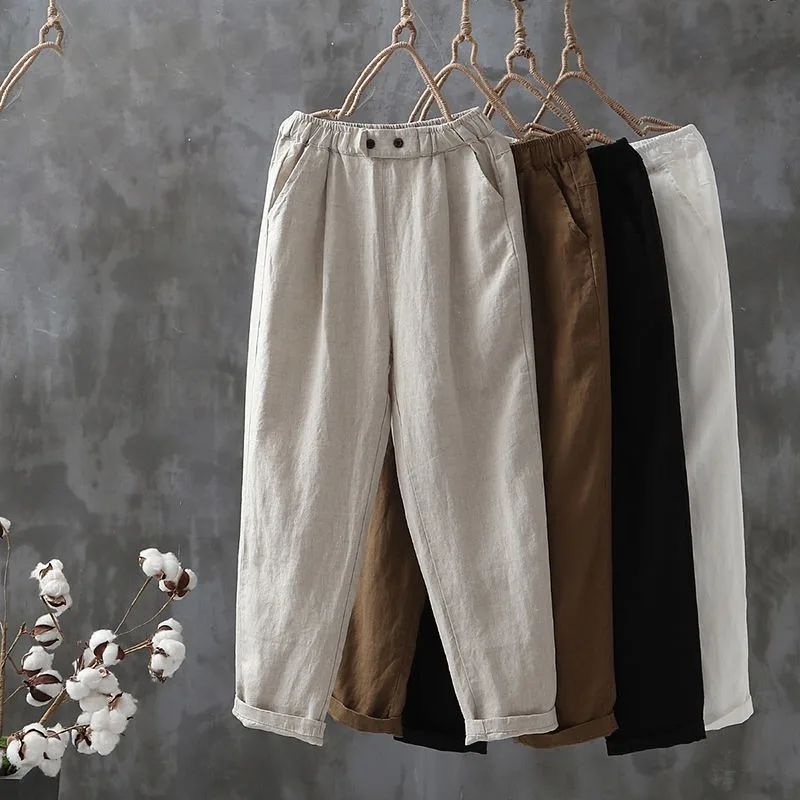 NOUVEAU RICHE Klassische Leinenhose Mit Elastischem Bund Bequem Vielseitig