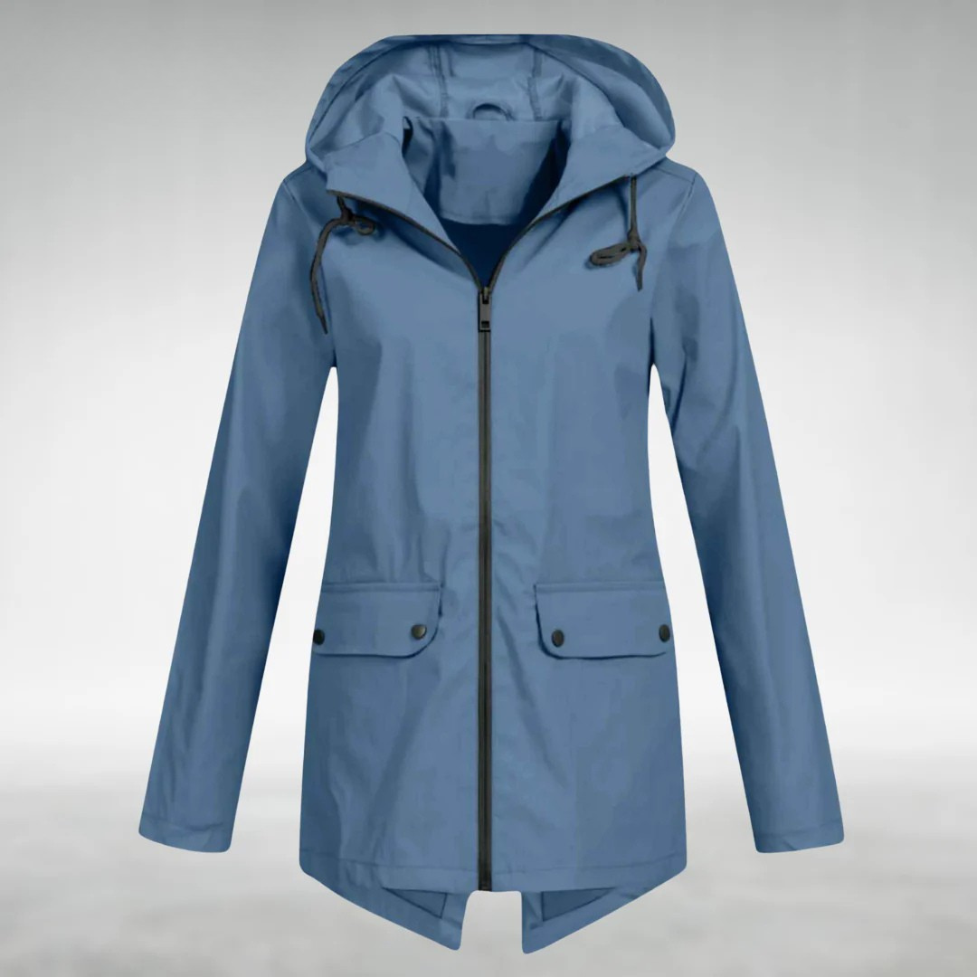 NOUVEAU RICHE Frauen Wasserdichte Jacke Schlankes Design Trocken Stilvoll Blau