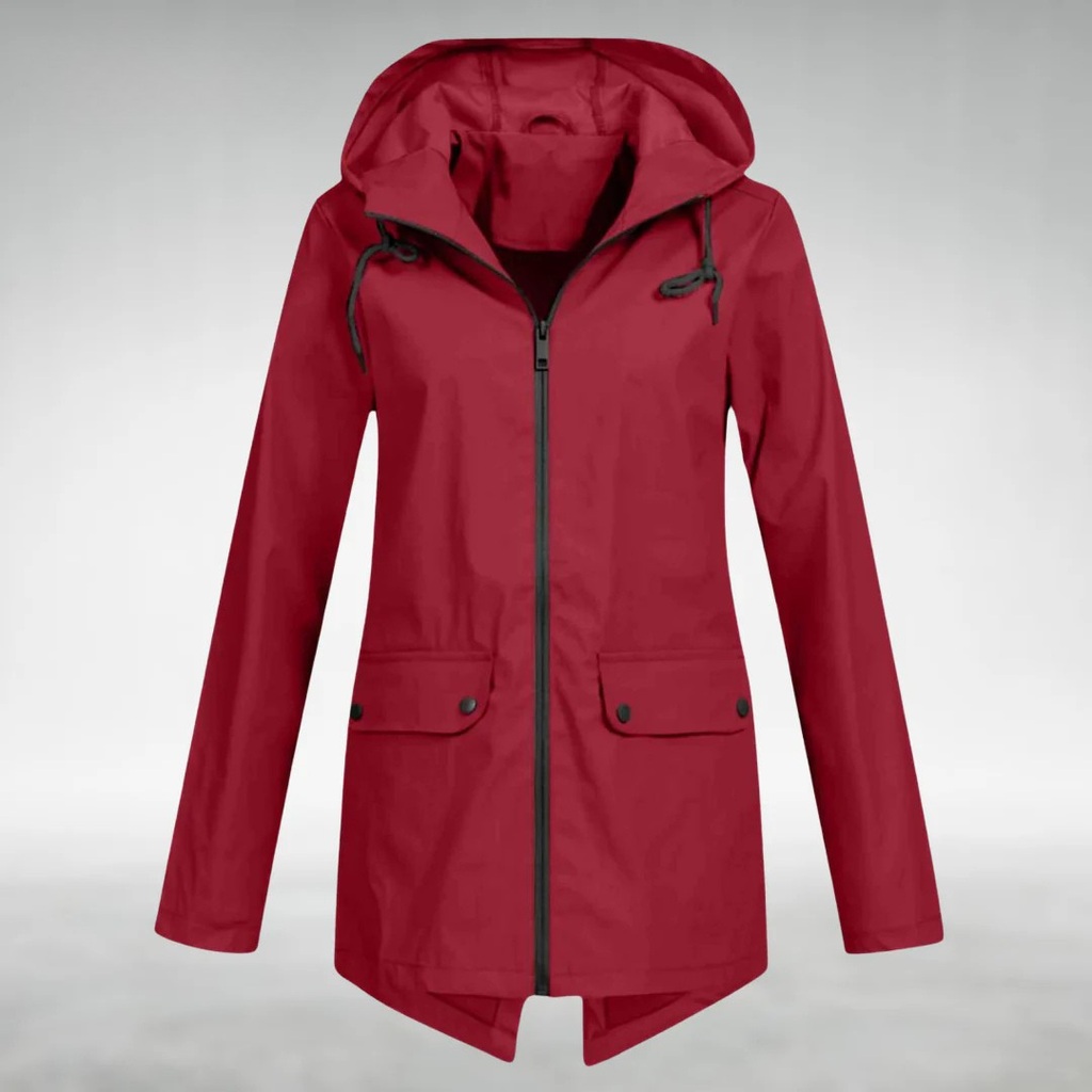 NOUVEAU RICHE Frauen Wasserdichte Jacke Schlankes Design Trocken Stilvoll Weinrot